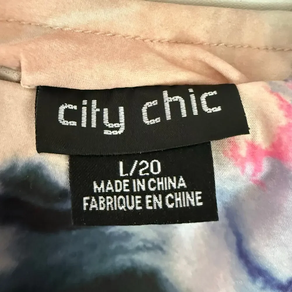 NWOT City Chic Abstract Dazed Satin Midi Skirt - Size 20 - Picture 7 of 11